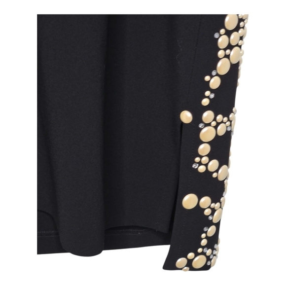 St John Womens Black Rhinestone Sparkle Pearl Studded Sleeveless Dress Size 10 - Picture 4 of 12